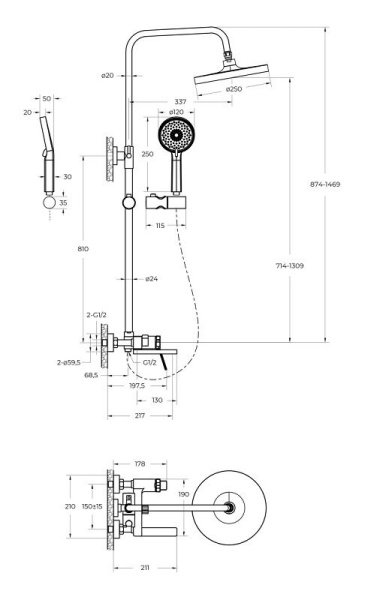 Душевая система BelBagno Albano ALBANO-VSCM-CRM